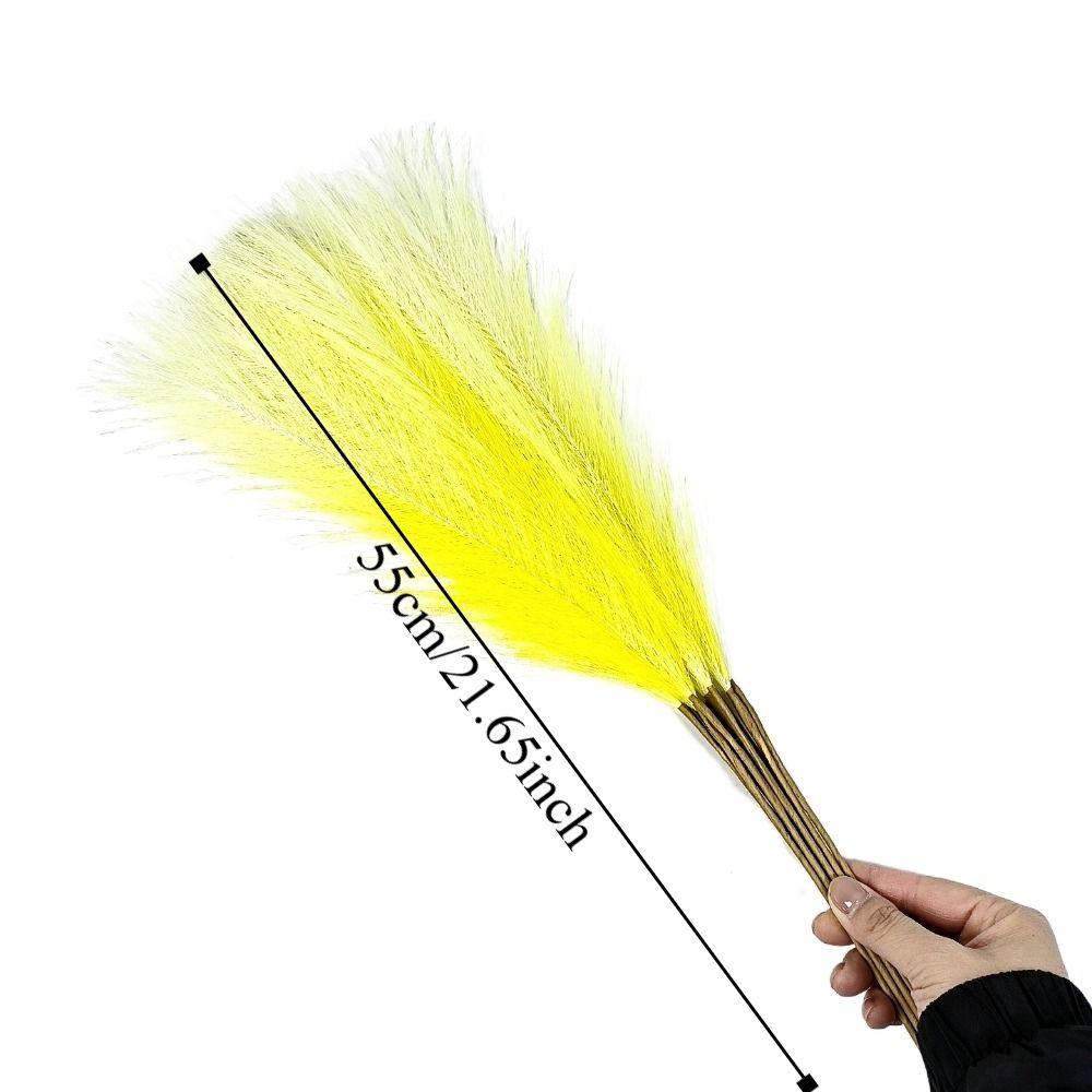 10PCS/55cm Fluffy Pampas Grass Gradient Color Fake Plant Reed  Christmas Festival Decor