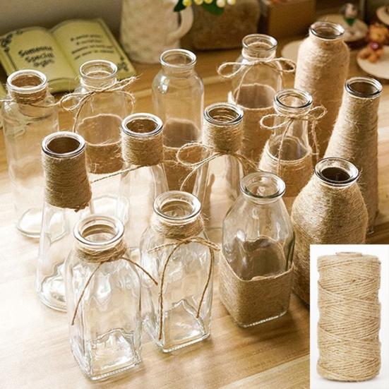 100 מטר חוט יוטה טבעי 2 מ"מ חוט מיתר קישוט חתונה מלאכות ציוד למסיבה