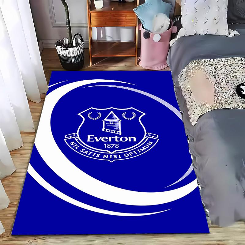 Blue Carpet with Everton Logo and Nil Satis Nisi Optimum Text Suitable for use as an anti-slip for living room bedroom sofas