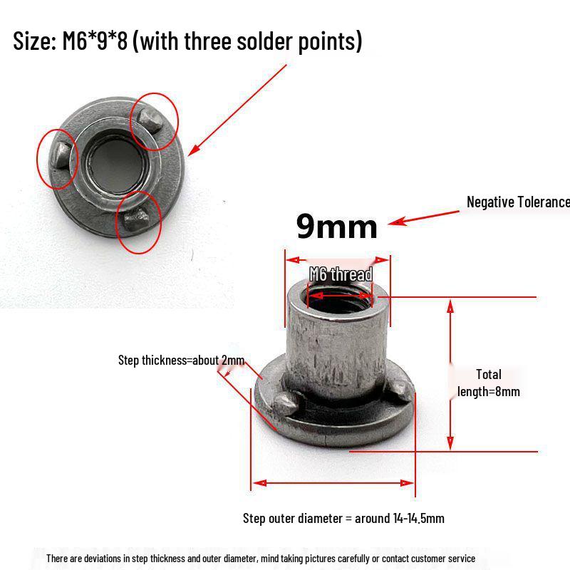 Svařovaná stupňovitá matice typu T s přírubou Kování za studena Železný plech T-víčko M6 M8