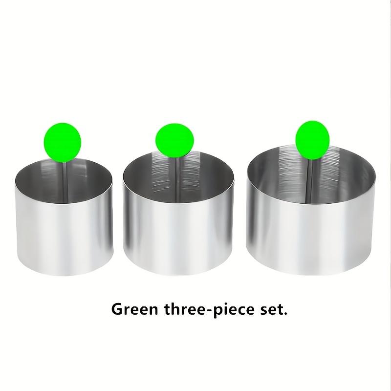 3er Set Kuchenringformen mit Stoßer, Edelstahl-Kuchenringe, Mousse-Ringe, Reisbällchen-Formen, Backwerkzeuge, Küchenhelfer, Küchenzubehör