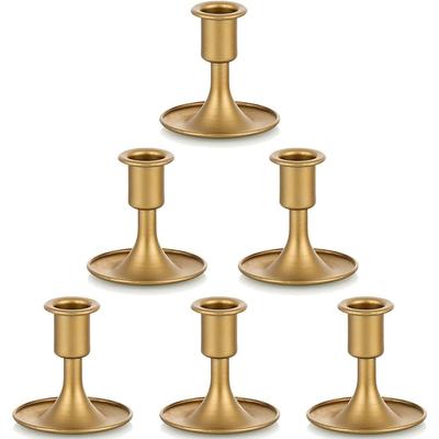 Gold Metal Taper Candle Holders, Vintage Candlestick Holders for Dinner Room Table Centerpiece or Mantel Wedding Party Decor