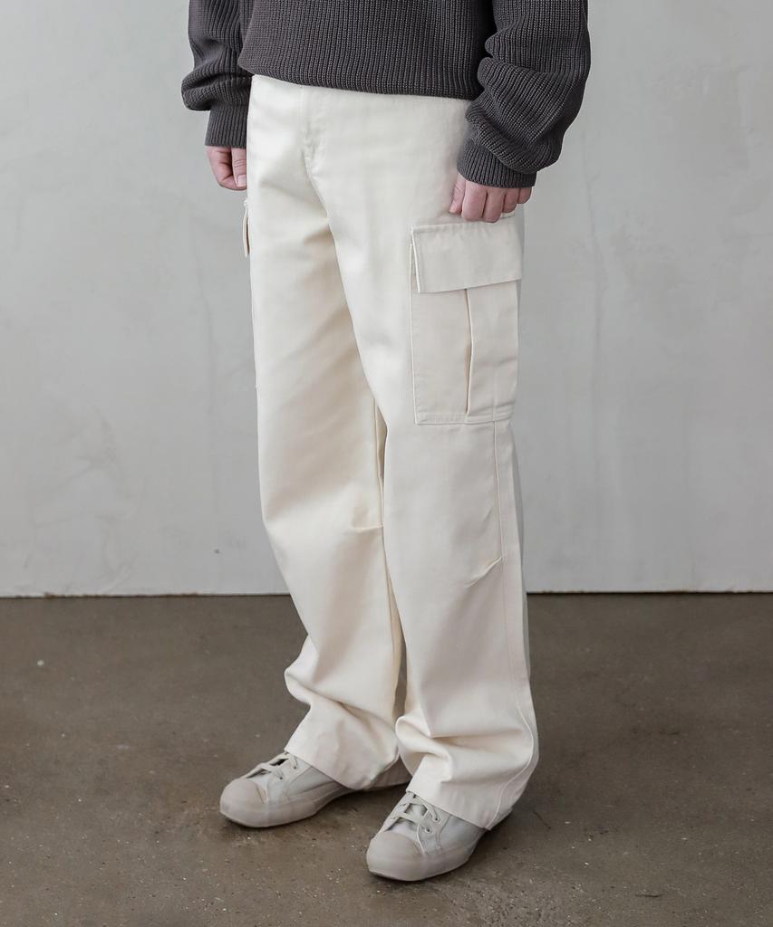 ESN Semi-Wide Cargo Cotton Pants Cream