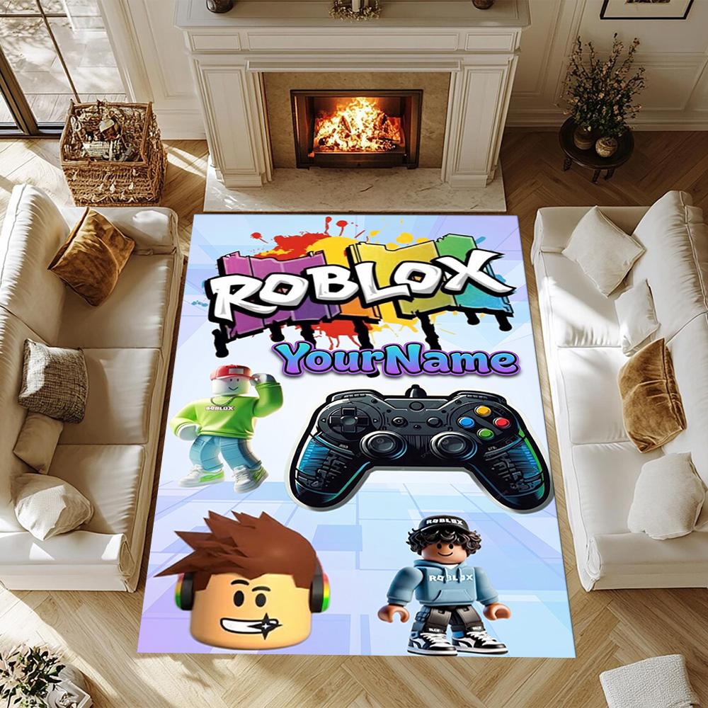 Roblox 225 Customize Text Floor Mat Design for Entryway Living Rooms Decorate Room Study Room Anti-slip Rug Office Home Decor Best for Christmas