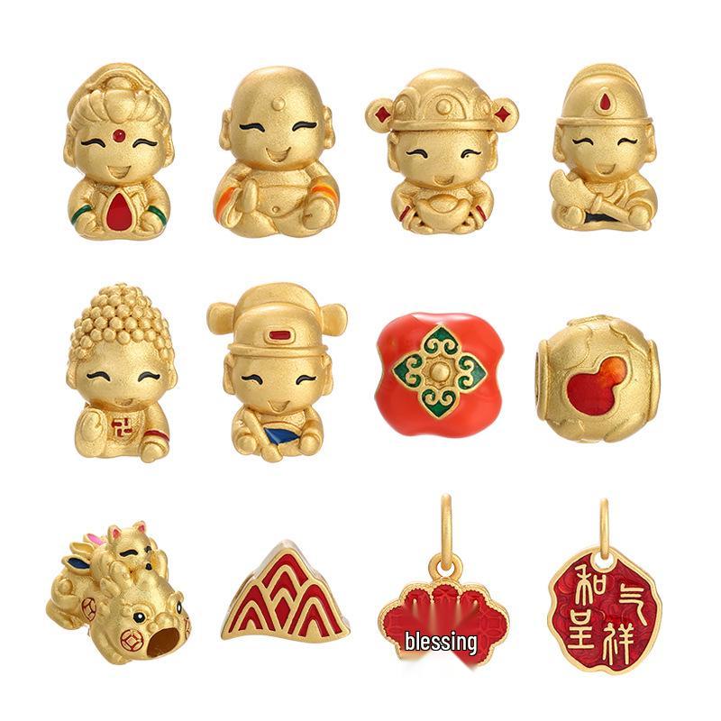 Chinese Cloisonné Sand Gold Enamel Beads: DIY Bracelet Necklace Pendant Accessories