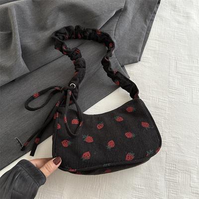 Geantă Tote Nouă din Catifea Dulce Trendy Capacitate Mare Fermoar Geantă de Sub Braț Blândă Femei Fete Y2k Geantă de Umăr Căpșuni