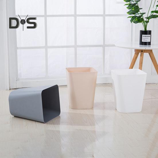 Small Waste Basket Trash Can Large Capacity Solid Color Easy To Clean Indoor Outdoor Plastic Garbage Bin