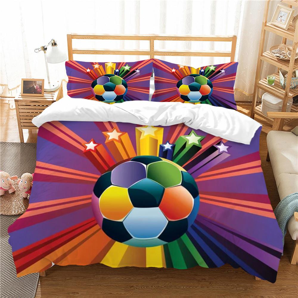 3D Football Bedding Quilt Cover Pillowcase Single Bed Soft Bedding 3D Digital Printing Home Decoration