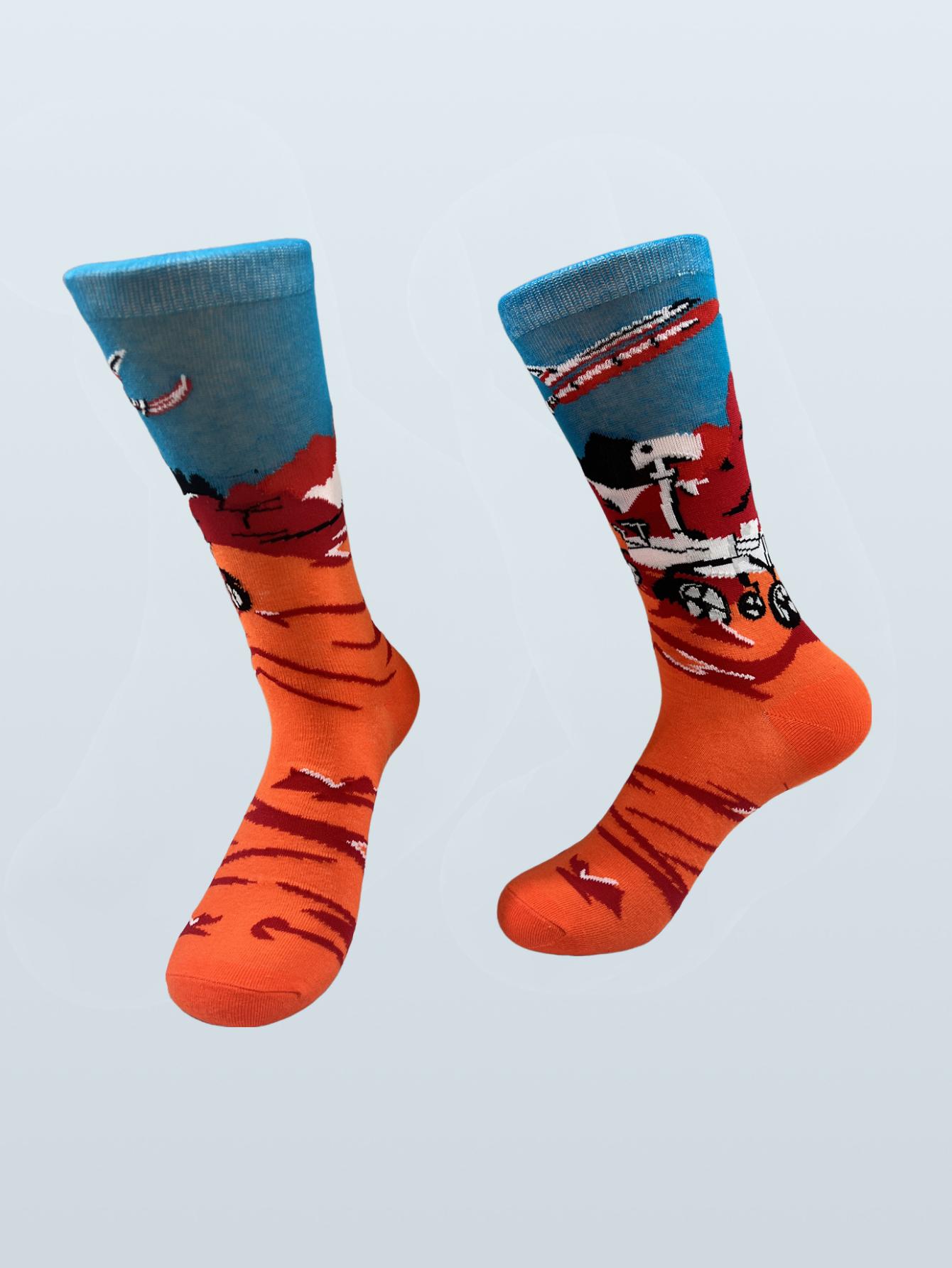 

1 Pairs Fashion Mid Long Men S Cotton Socks Hip Hop Harajuku Funny Socks Star Rocket Airship Astronaut Skateboard Happy Socks High Quality Eur(38-43)