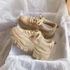 Buğday başağı baba ayakkabısı kadın ins tide ilkbahar patlaması nefes alabilen çok yönlü kalın taban boy uzatan küçük beyaz spor ayakkabı