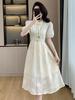 Women's Summer Jacquard Midi Dress with Stand Collar, Slim Waist, and Modern Chinese Style