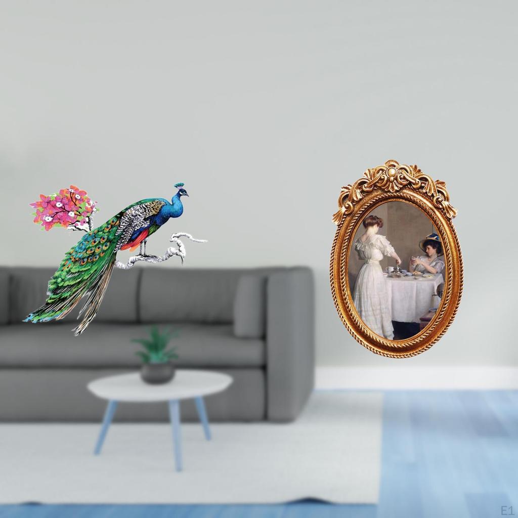 Retro PVC Wall Sticker And Ornate Resin Picture Frame Decorative Art for Living Room Kitchen Bedroom