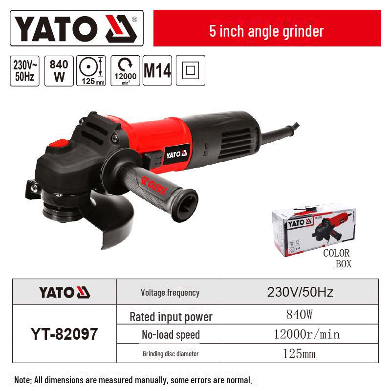

Угловая шлифовальная машина с литиевой батареей YATO: Высокомощный режущий и полировальный станок 125mm-840W YT-82097