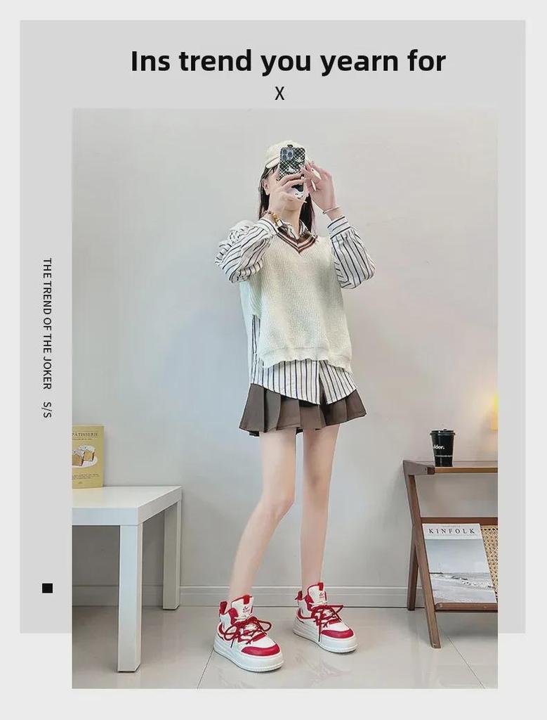 2025 Spring White Platform Sneakers for Women - Korean Style Casual Sports Shoes S6102051