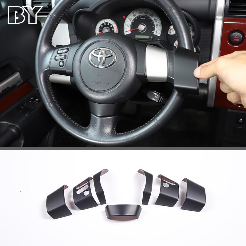 ABS Matte Black Steering Wheel Cover Button Decoration Stickers Trim For 3ehg FJ Cruiser 2007-2021 Accessories GEJ5
