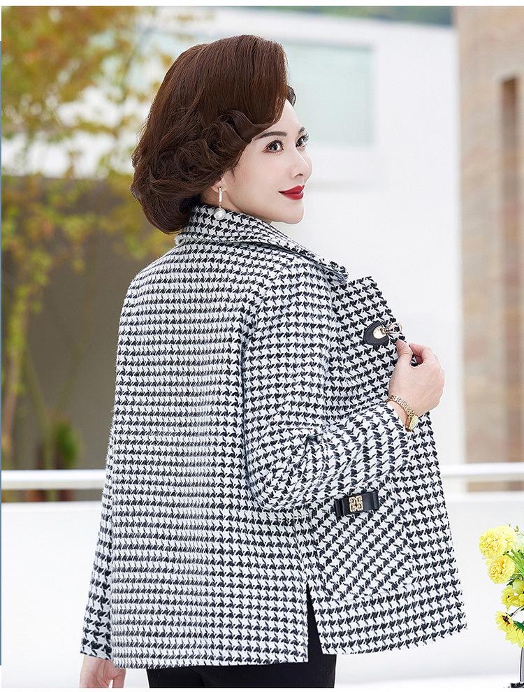 2025 Fashionable Plaid Woolen Jacket for Women, Perfect for Middle-Aged Moms and Seniors