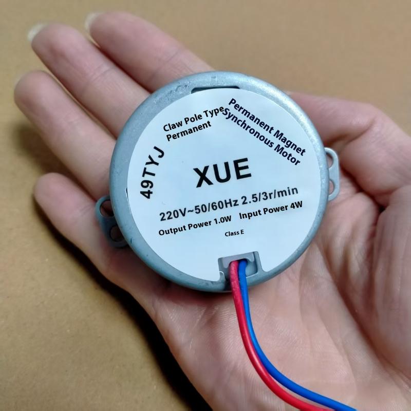 1Pcs 49Tyj 220V 4W Claw Pole Permanent Magnet Flat Port Synchronous Motor For Shaking Head Fan Motor Parts Electric Fan Motor