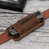Funda de Cuero Vintage Europea para Cuchillo Changmai con Pinza para Cinturón Horizontal - Almacenamiento de Bolsillo Hecho a Mano para Hombre, Funda Plegable de Cuero para Navaja