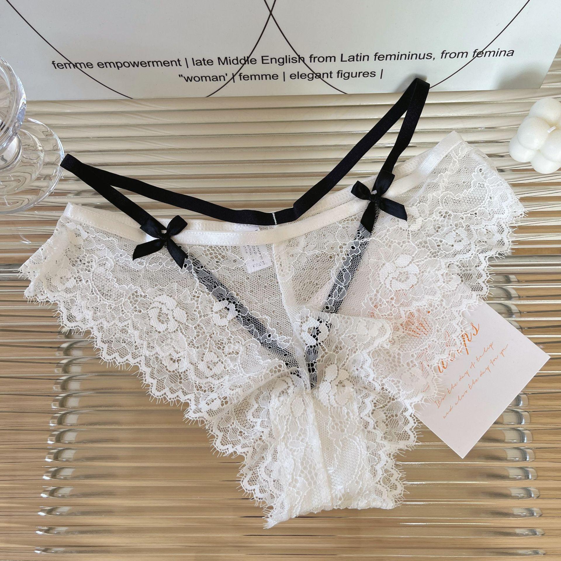 

Angel Chanson Нові жіночі сексуальні трусики-сліпи з низькою посадкою з французького мережива, що дихають One Size (40-60 kg) білий