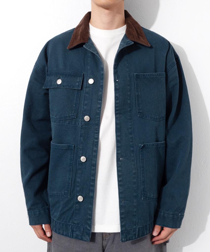Qt8 Garments Rg Washed Work Chore Jacket (Navy)