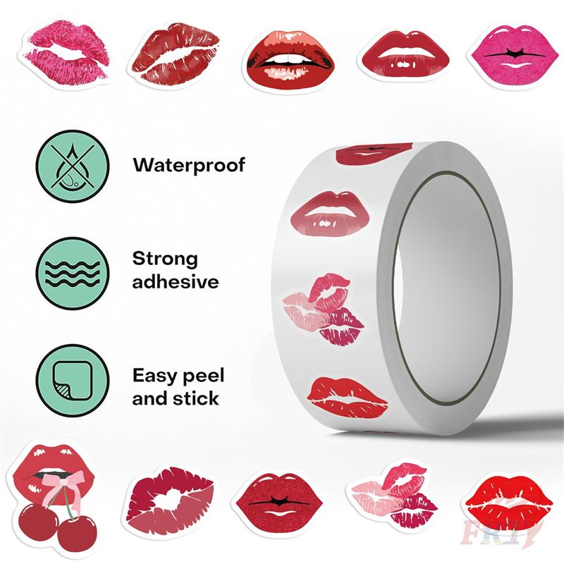 500Pcs/Roll Blazing Red Lips Kids Rewards Stickers - DIY Scrapbooks Album Decor Sealing Label Decals
