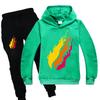 Casual Comfortable Boys' Printed Hooded Suit Sweater Fashionable Loose Clothing Sets Boys