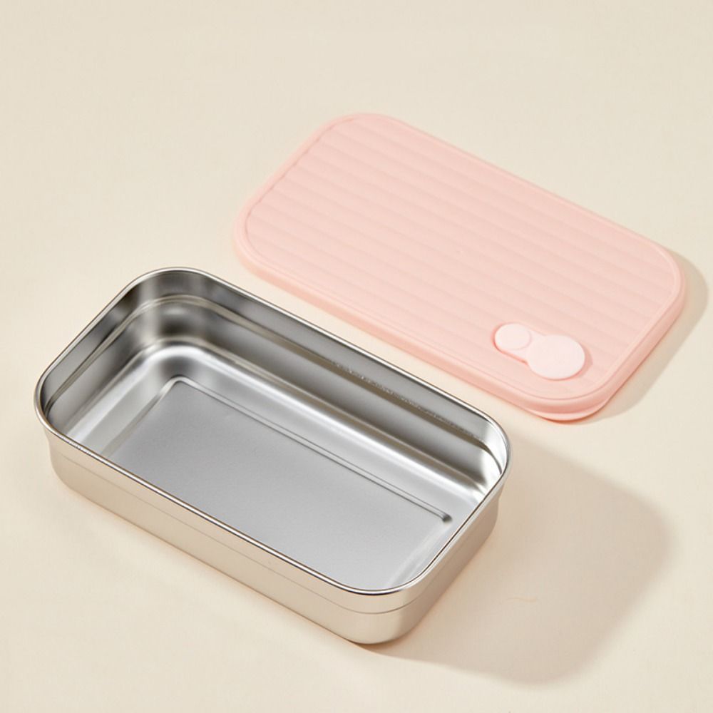 Leak Proof Stainless Steel Lunch Box Single/Double Compartment Divided Lunch Plate  Student