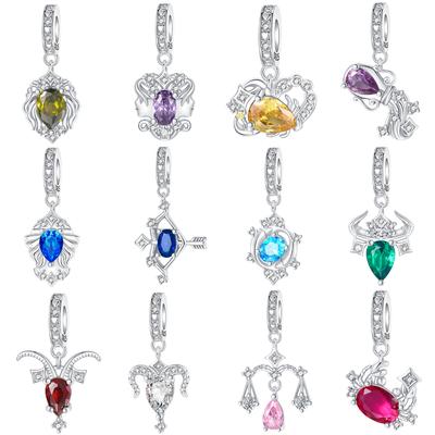 925 Silver 12 Constellation Charms Star Zodiac Pendants Fit Bracelets Necklaces Making for Woman Jewelry Gifts