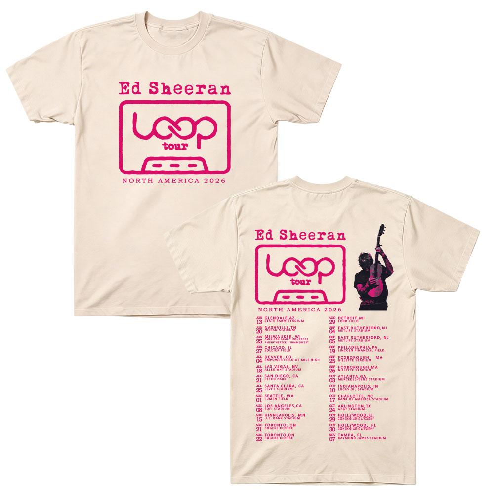 Ed Sheeran 2026 Nord America Tour Magliette 2026 Loop Concerto Nuova Data Stampa Grafica Maglietta Cotone Alta Qualità Magliette Unisex