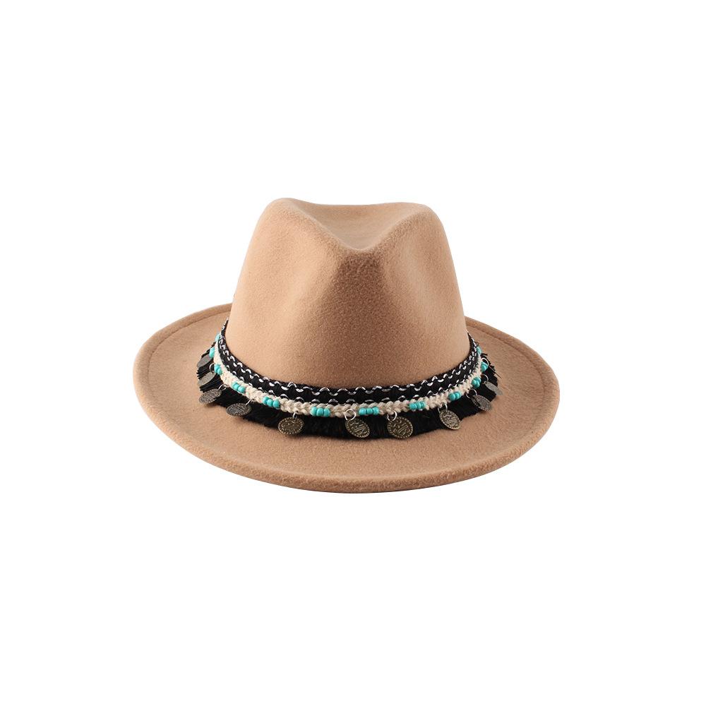 Fashion Versatile Ethnic Woolen Hat Autumn and Winter European and American Warm Jazz Top Hat Women's New Models