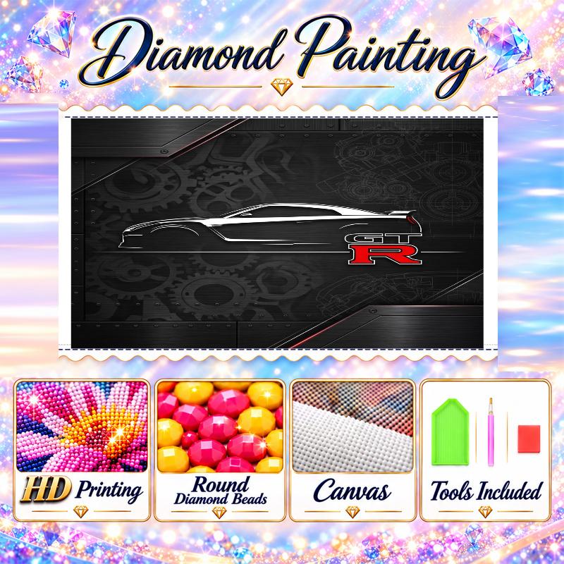 Nissan GT-R Diamond Painting Kit 5D Full Drill DIY Diamantmosaik Wandkunst Heimdekoration