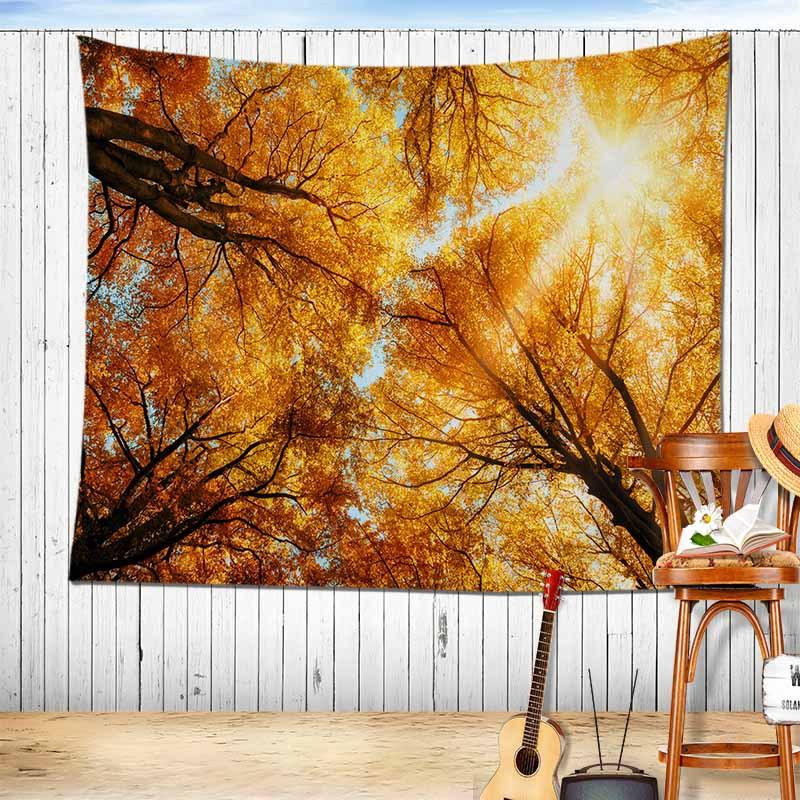 Романтический осенний пейзаж лес лиственный домашний гобелен спальня гостиная — фото 5
