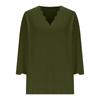 Women’s Casual Loose Fit Top with Scalloped V Neck and Decorative Scalloped Cuffs Three Quarter Sleeve Pullover Shirt