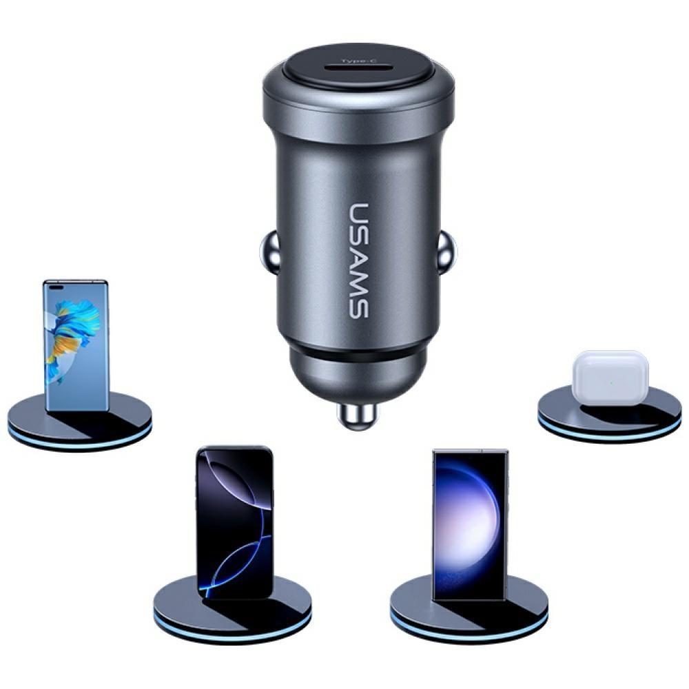 USAMS CC321 Aluminum Car Charger 30W PD USB-C Tarnish
