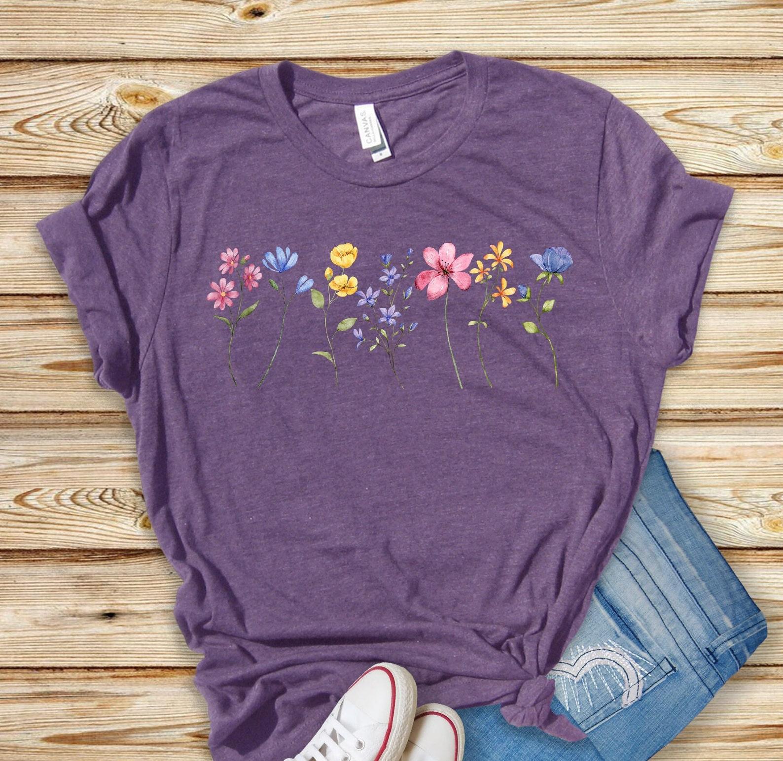 Flower Shirt Gift For Her Flower Shirt Aesthetic Floral Graphic Tee Floral Shirt Flower T-shirt Wild Flower Shirt Wildflower T-shirt Gift S