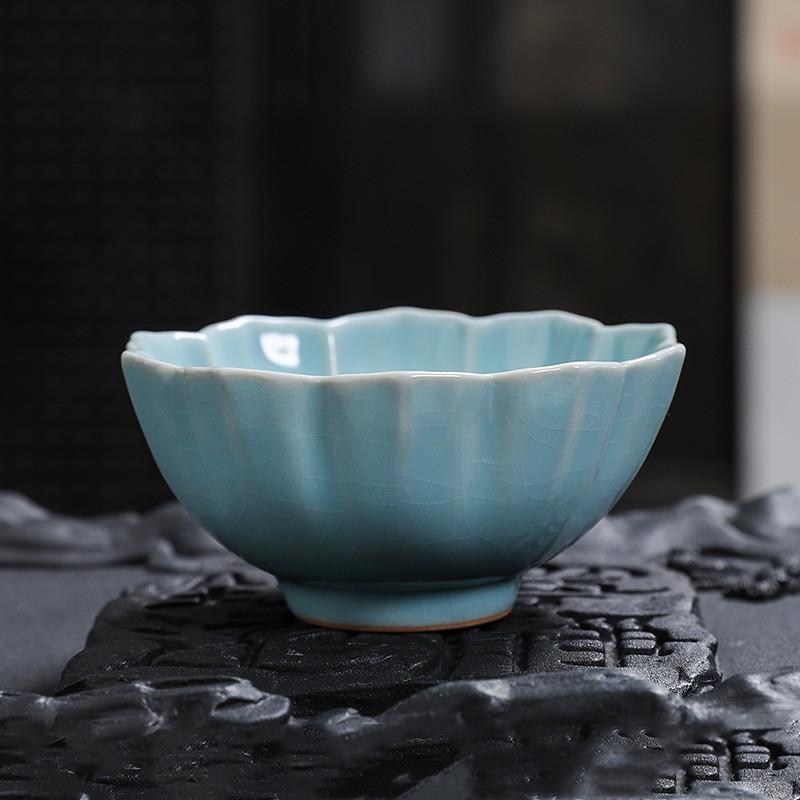 Chinese Tradition Ru Kiln Ceramic Tea Cup Handmade Ice Crack Teacup Household Tea Bowl Travel Personal Master Cup Tea Set