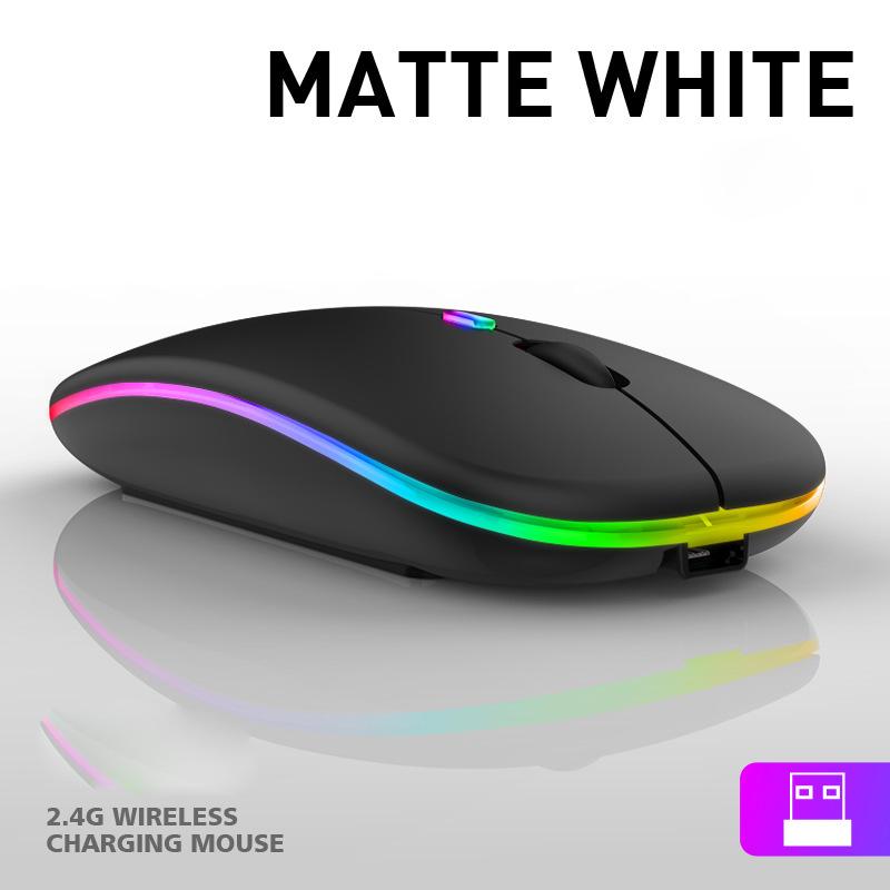 Ultra Slim Silent Rechargeable 2.4G Wireless Mouse with 1600DPI RGB LED Backlit and Ergonomic Design