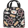 Nurse Theme Lunch Bag for Women Insulated Tote Bag Reusable Cooler Lunch Box for Work Picnic Travel
