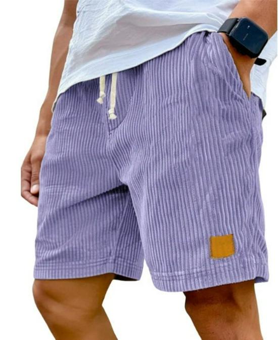 2025 Men's Retro Embroidered Logo Corduroy Drawstring Shorts