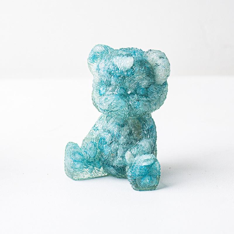 Crystal Resin Bear Desk Ornament With Natural Water Crystals For Home Office Decor