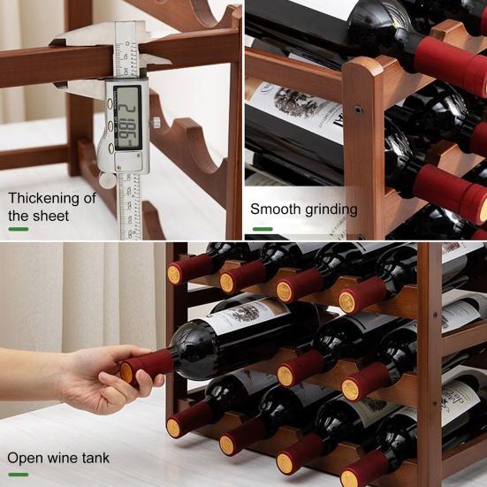 Bamboo Wine Rack Holder Bar Cabinets Stackable Storage Cube Tabletop for Champagne Multilayer DIY Assembled Natural Wood Bottle Holder for Kitchen