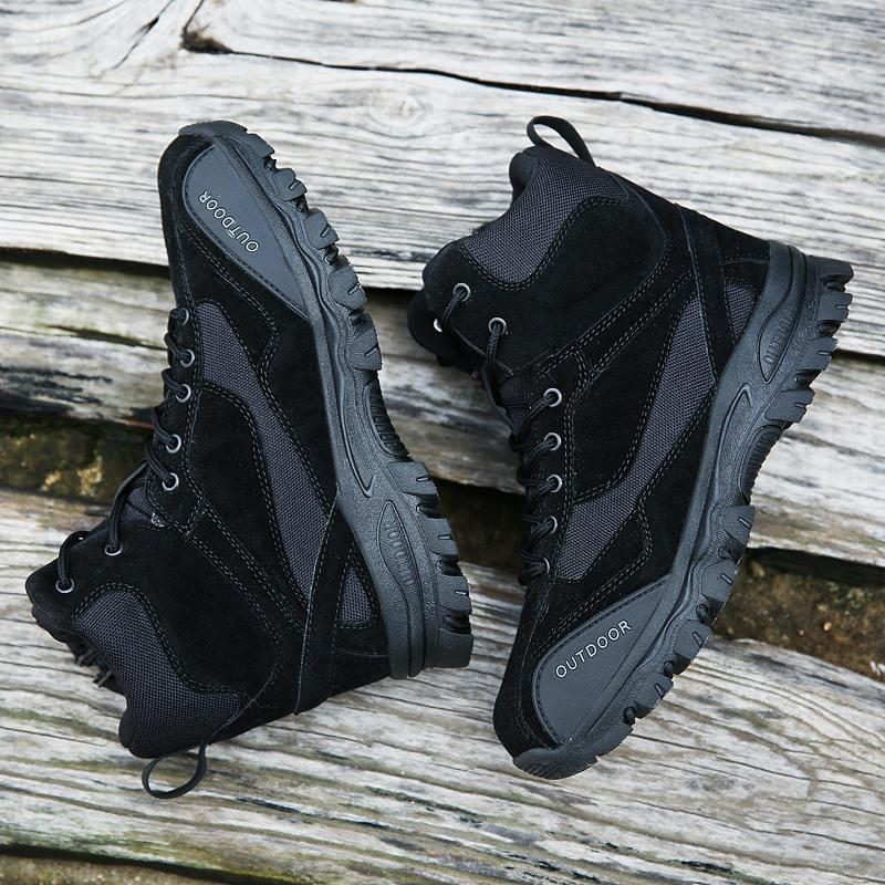 Winter Men's Ankle Boots,Outdoor Leather Ankle Boots, Men's Work Shoes, Hunting, Hiking, Camping and Mountaineering Sports Shoes