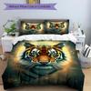3pcs Tiger Print Duvet Cover Set, Cover For Bedroom Guest Room (1 Duvet Cover + 2 Pillowcase, Without Quilt),  yy250922135