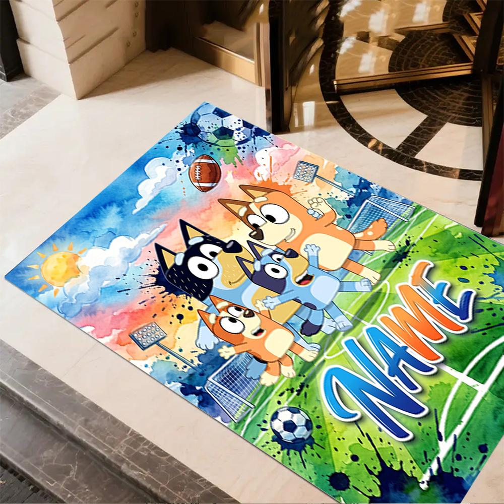 Football Fun Friends Personalized Name Area Rug Design for Kitchen Entryway Outdoor Dining Room Anti-slip Rug Anime Office Decor