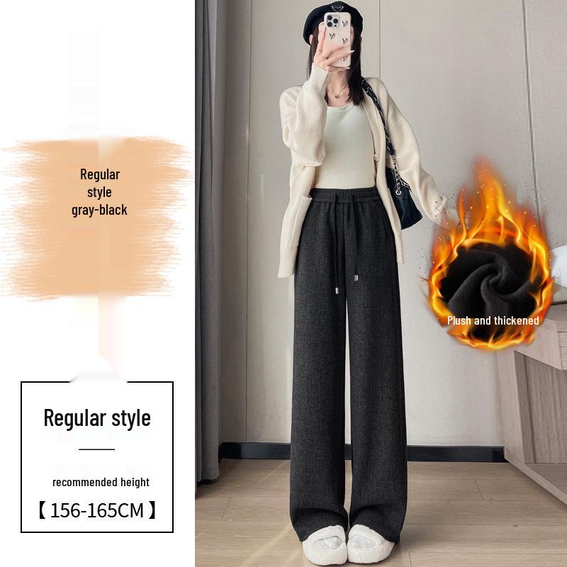 Cream-Colored Wide-Leg Cashmere Wool Sweatpants - 2026 Slim Fit Style for Autumn/Winter