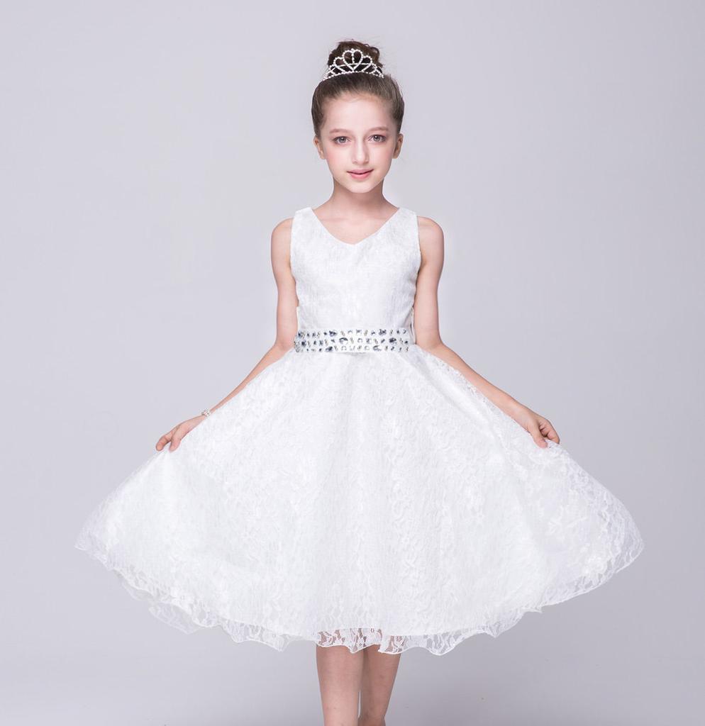 Kinderkleider in Großkinder-Prinzessinnenkleid Geburtstagsparty Spitze Kinderkleid Kindergarten Abschlusskleid für Mädchen