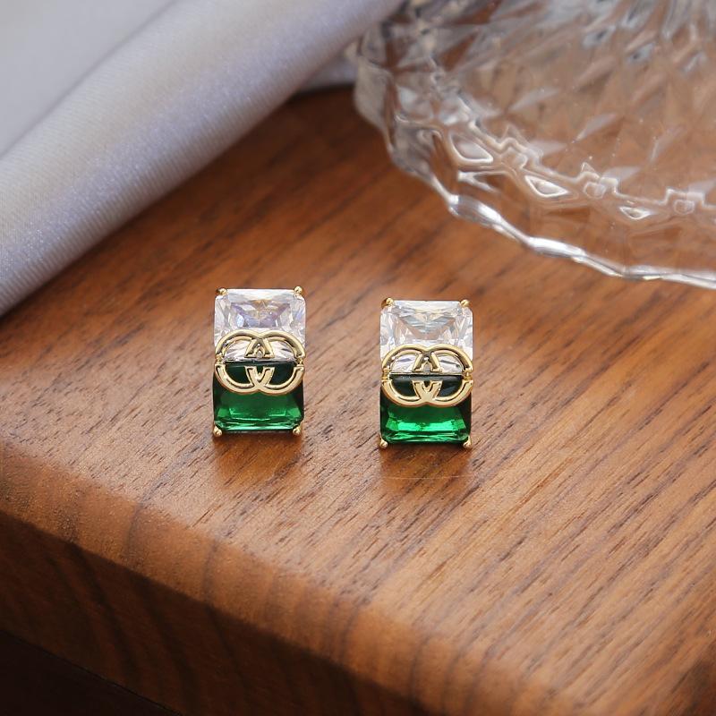 Zircon Light Luxury Earrings Big Brand High Sense Design Celebrity Temperament Stud Earrings Fashion French Versatile Earrings Women