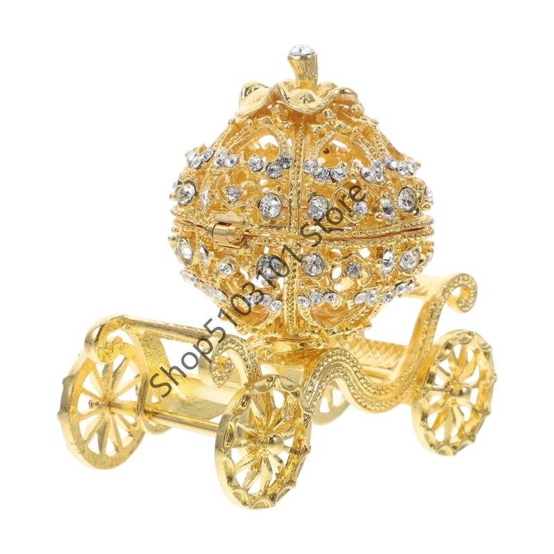 X6HE Multifunctional Alloy Jewelry Holder Halloween Pumpkin Carriages Art Piece For Room Decors