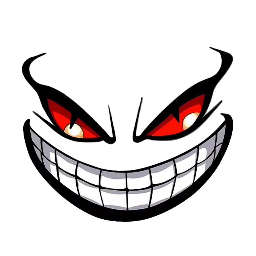 Car Scratch Sticker, Car Window Decal - Devil Smile Car Rear Windshield Sticker -