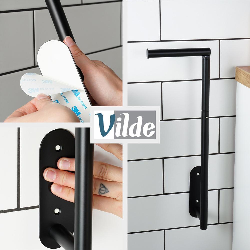 Toilet Paper Holder Wall Hanging Bathroom Rack Black